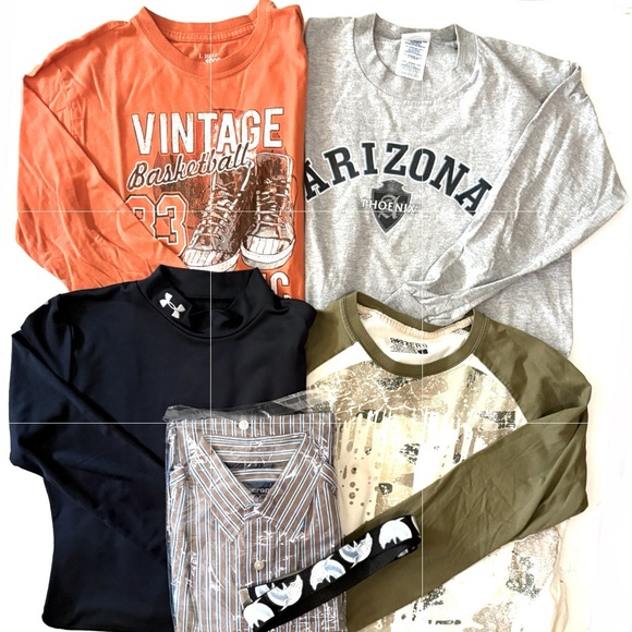 6-item Set Under Armour Athletic Black Long Sleeve & Long Sleeve Tees & Belt - Picture 7 of 16